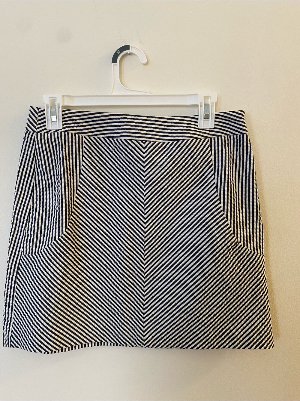100% Cotton Sandro Blue and White Seersucker Striped Skirt 6